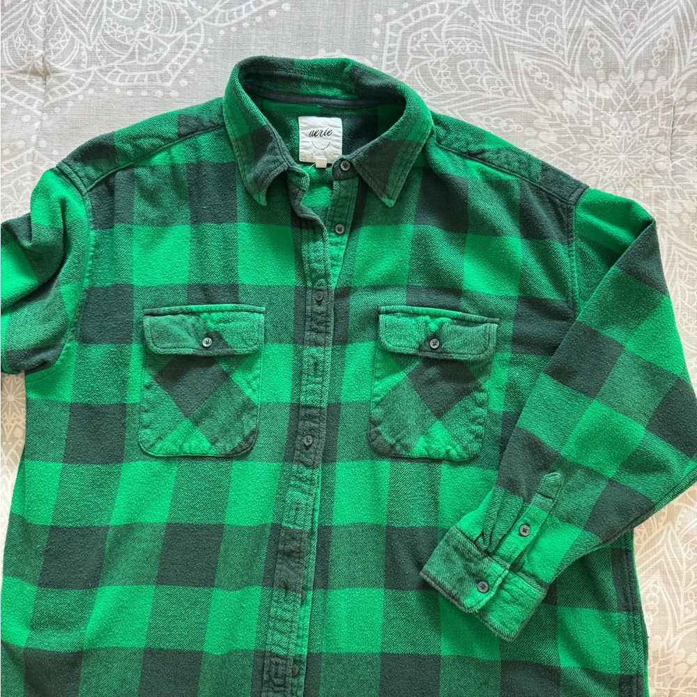 Aerie green plaid flannel shirt